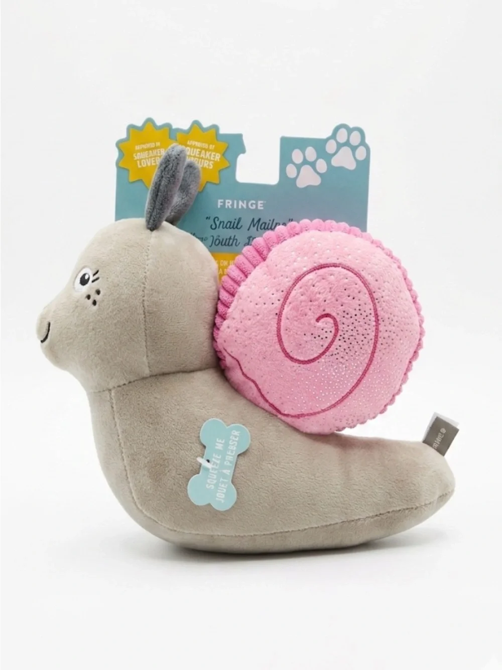 Fringe Studio Snail Mail Dog Toy with Plush with Squeaker